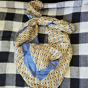 Patterned Scarf in Blue and Yellow